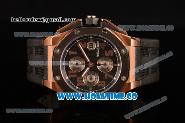 Audemars Piguet Royal Oak Offshore Clone AP Calibre 3126 Automatic Rose Gold with Arabic Numeral Markers and Black Dial - Steel Bezel (EF) - Click Image to Close